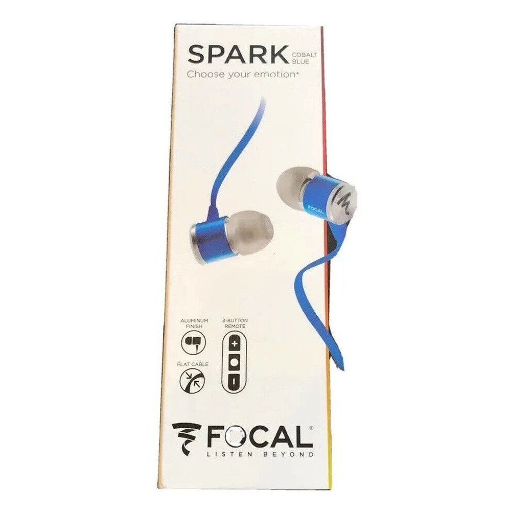 FOCAL Spark Blue In Ear Audiophile HiFi Headphones Earbuds Remote Microphone NEW